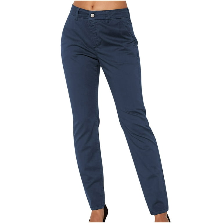 Women Blue Solid Formal Regular Fit Trousers
