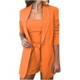 thumbnail image 1 of YYDGH Women's 2 Piece Open Front Long Sleeve Blazer Solid Color with Pockets Shorts Suit Sets Orange XL, 1 of 6