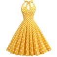 thumbnail image 1 of YYDGH Women's 50s 60s Vintage Dress Halter Polka Dot Cocktail Corset Dress Prom Tea Party Wedding A Line Swing Dress for Women Yellow L, 1 of 9