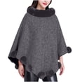 thumbnail image 1 of YYDGH Women's Batwing Sleeve Cardigan Shawl Faux Fur Trim Cloak Poncho Sweater Cape Oversized Winter Cape, 1 of 5