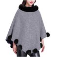 thumbnail image 1 of YYDGH Women's Batwing Sleeve Cardigan Shawl Faux Fur Trim Cloak Poncho Sweater Cape Oversized Winter Cape, 1 of 5