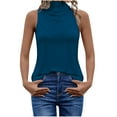 thumbnail image 1 of YYDGH Women's Cowl Neck Tank Top Ruched Draped Sleeveless Vest Summer Solid Color Stretchy Blouse Blue XXL, 1 of 8