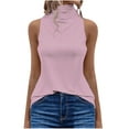 thumbnail image 1 of YYDGH Women's Cowl Neck Tank Top Ruched Draped Sleeveless Vest Summer Solid Color Stretchy Blouse Pink XXL, 1 of 7