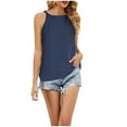 thumbnail image 1 of YYDGH Women's Crew Neck Ribbed Tank Top Halter Sleeveless Summer Knit Cami Top Sweater Tank Blue XL, 1 of 7
