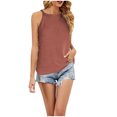 thumbnail image 1 of YYDGH Women's Crew Neck Ribbed Tank Top Halter Sleeveless Summer Knit Cami Top Sweater Tank Watermelon Red L, 1 of 7