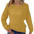 thumbnail image 1 of YYDGH Women's Crew Neck Sweater Long Lantern Sleeve Ribbed Knit Pullover Sweater Tops Casual Loose Solid Soft Sweater Yellow L, 1 of 8