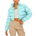 thumbnail image 1 of YYDGH Women's Cropped Puffer Jacket Zip Up Stand Collar Short Quilted Down Jackets Winter Warm Bubble Coat with Pockets, 1 of 5