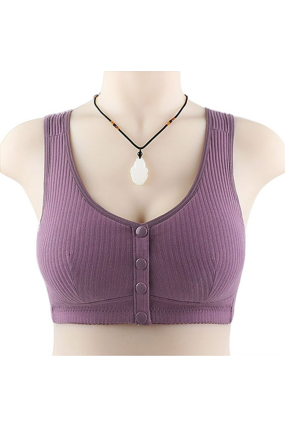 Women's Daisy Bra,Sports Push Up Bras for Women No Underwire High Support Front Closure Lisa Charm Daisy Bras Front Snaps Purple 38C