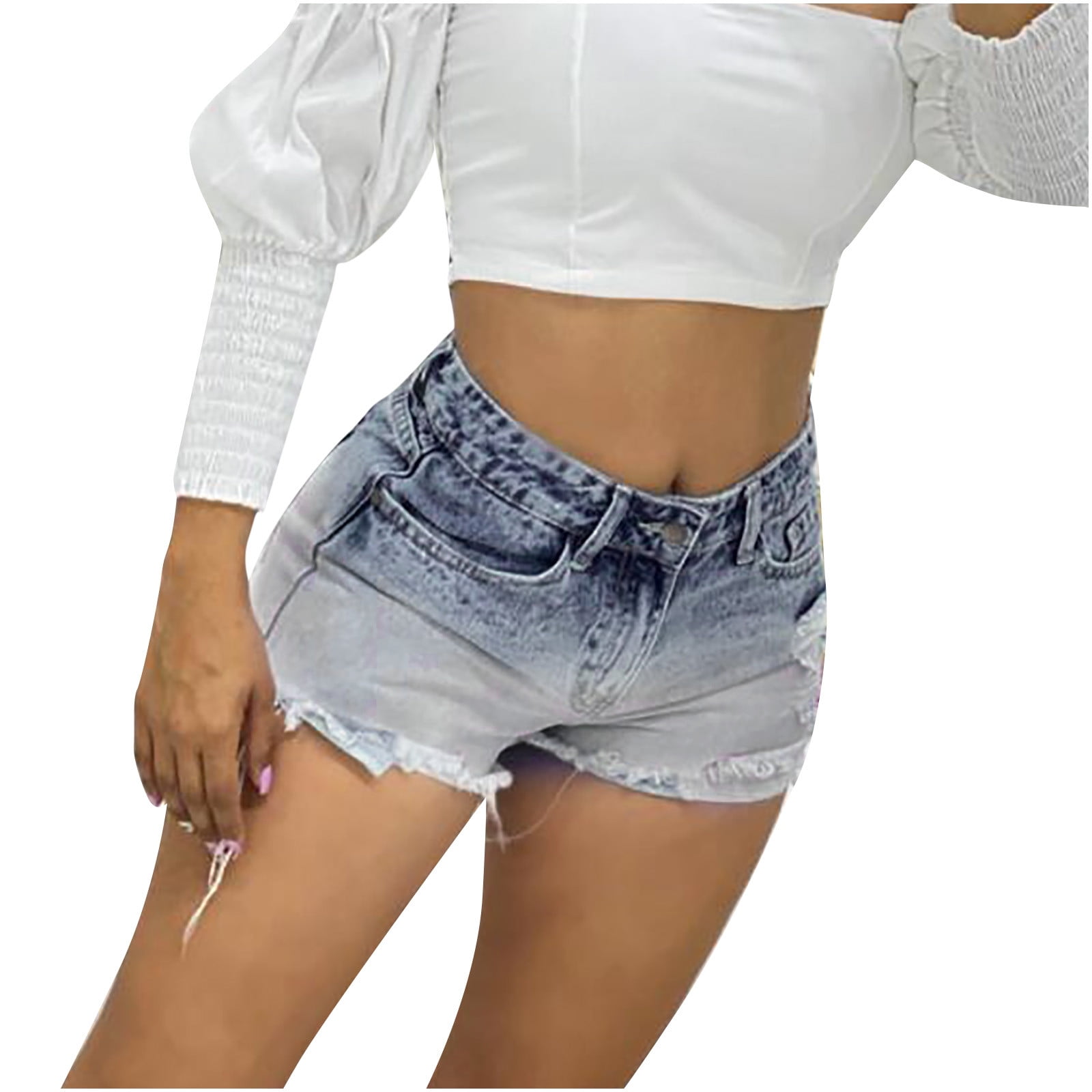 OFLUCK Women's High-Waisted Jeans Shorts Frayed Raw Hem Ripped Summer Denim  Shorts, 20234, 0 : : Clothing, Shoes & Accessories