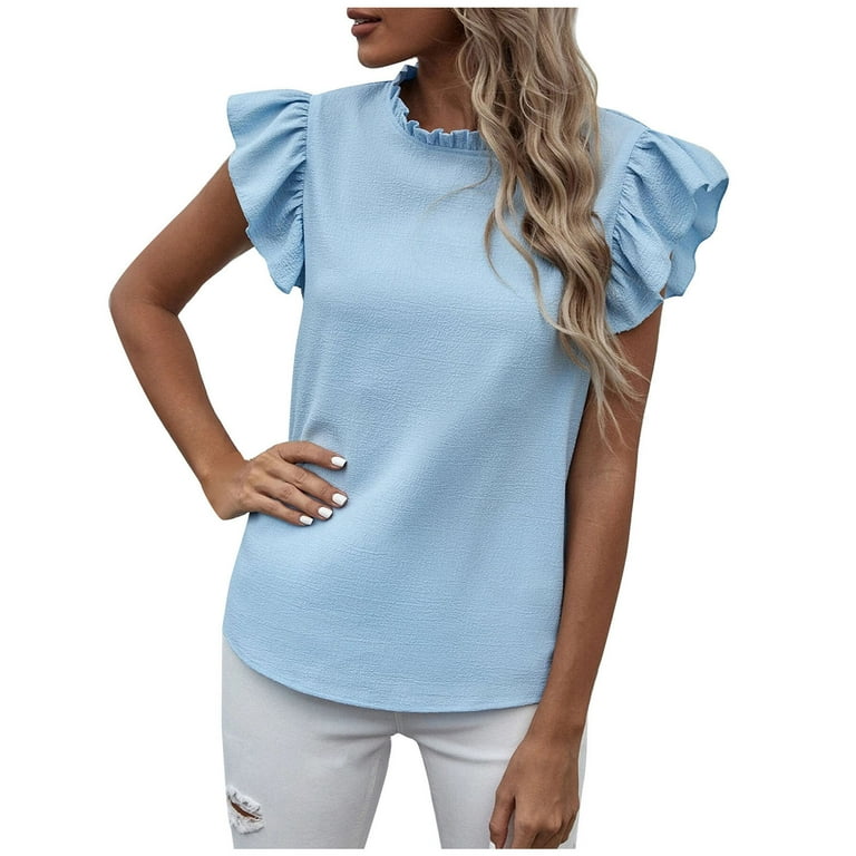 Walmart ruffle cheap sleeve top