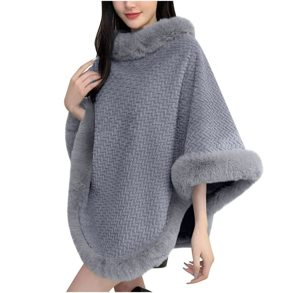 YYDGH Women's Fashion Fuzzy Shawl Faux Fur Collar Trim Warm Wrap Cape Soft Comfort Thermal Shawl Winter Outwear