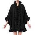 thumbnail image 1 of YYDGH Women's Faux Fur Shawl Wrap Winter Cape Poncho with Fur Trim Sleeveless Cardigan Dressy Cloak Coats, 1 of 3
