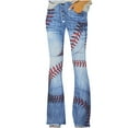 thumbnail image 1 of YYDGH Women's Flare Bell Bottom Jeans Baggy Jeans Button High Waist Boot Cut Pants with Pocket Blue 4XL, 1 of 7
