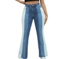 thumbnail image 1 of YYDGH Women's Flare Bell Bottom Jeans Color Block High Waisted Button Jeans Wide Leg Bootcut Stretchy Denim Pants S, 1 of 3