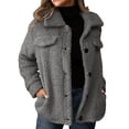 thumbnail image 1 of YYDGH Women's Fleece Sherpa Jacket Faux Fur Lapel Button Down Jackets Long Sleeve Winter Coats Pockets Casual Trendy Outerwear with Pockets, 1 of 7
