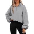 thumbnail image 1 of YYDGH Women's Half Zip Crop Pullover Sweatshirt Fleece Loose Fit Workout Tops with Pockets Drawstring Hem Gray XL, 1 of 5