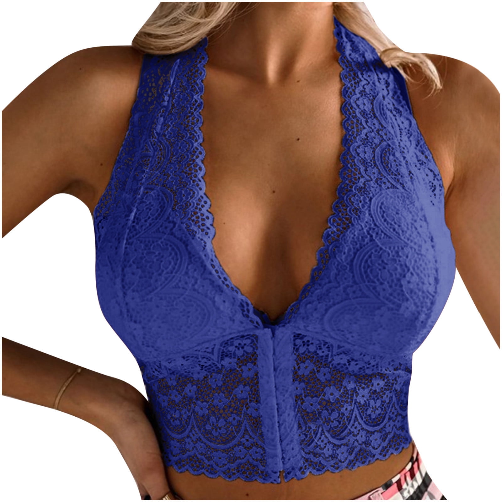 Floral Lace Deep V Neck Crop Top With Push Up Bra And Unpadded Halter  Womens Lace Bra Top Camisole Underwear From Lizhirou, $20.45