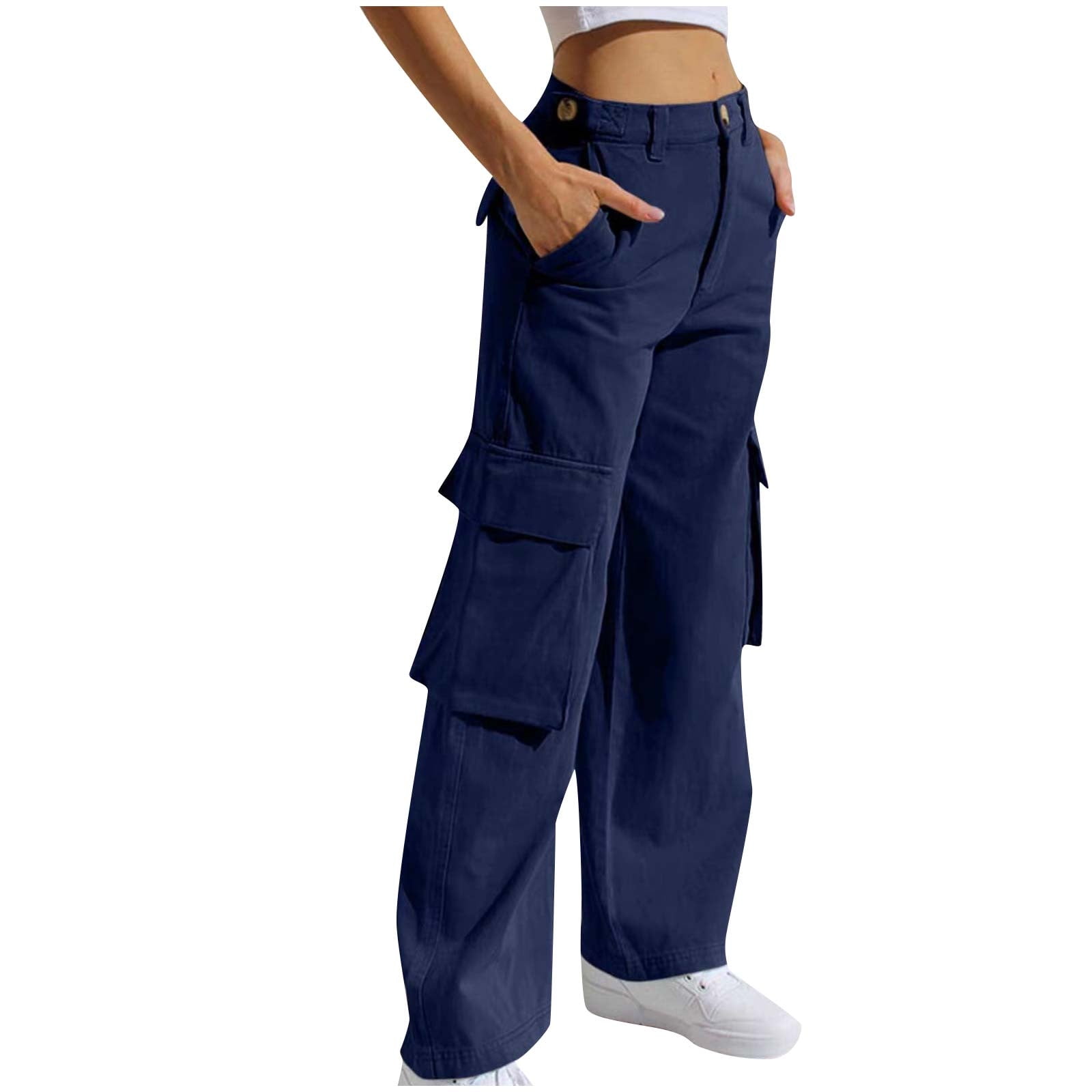 YYDGH Women's High Waisted Cargo Baggy Jeans Flap Pocket YYDGH Women's High Waisted Cargo Baggy Jeans Flap Pocket