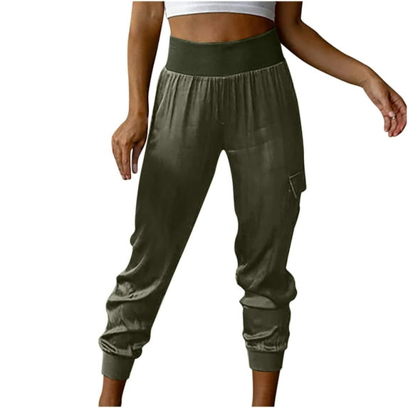 YYDGH Women's Joggers High Waisted Yoga Pants with Pockets Workout Athletic Loose Lounge Pants Army Green XL