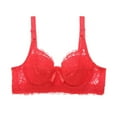 thumbnail image 1 of YYDGH Women's Lace Bra Plus Size Underwire Embroidered Lightly Lined Bra See Through Bralettes Non Padded Brassiere Everyday Red XL, 1 of 3