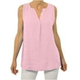 thumbnail image 1 of YYDGH Women's Linen Tank Tops V Neck Sleeveless Tunic Shirts Summer Casual Loose Flowy Blouse Pink M, 1 of 5