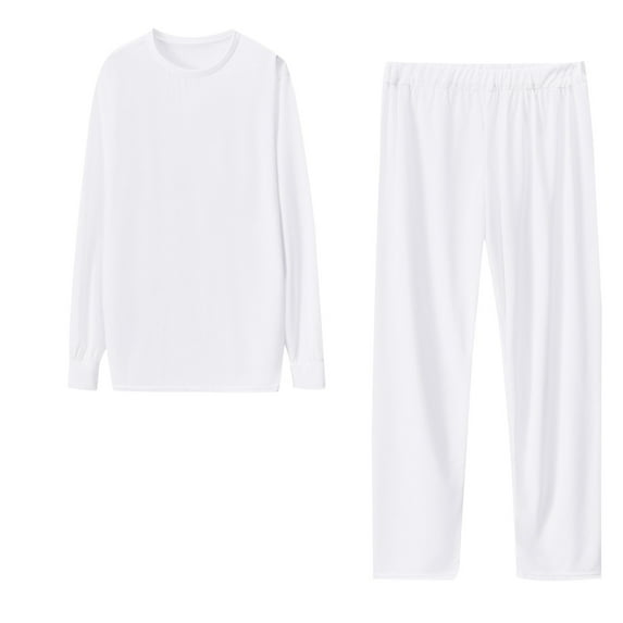YYDGH Women's Pajama Sets Solid Color Long Sleeve Sweatshirt and Long Pants Soft Sleepwear Pjs Sets with Pockets White L