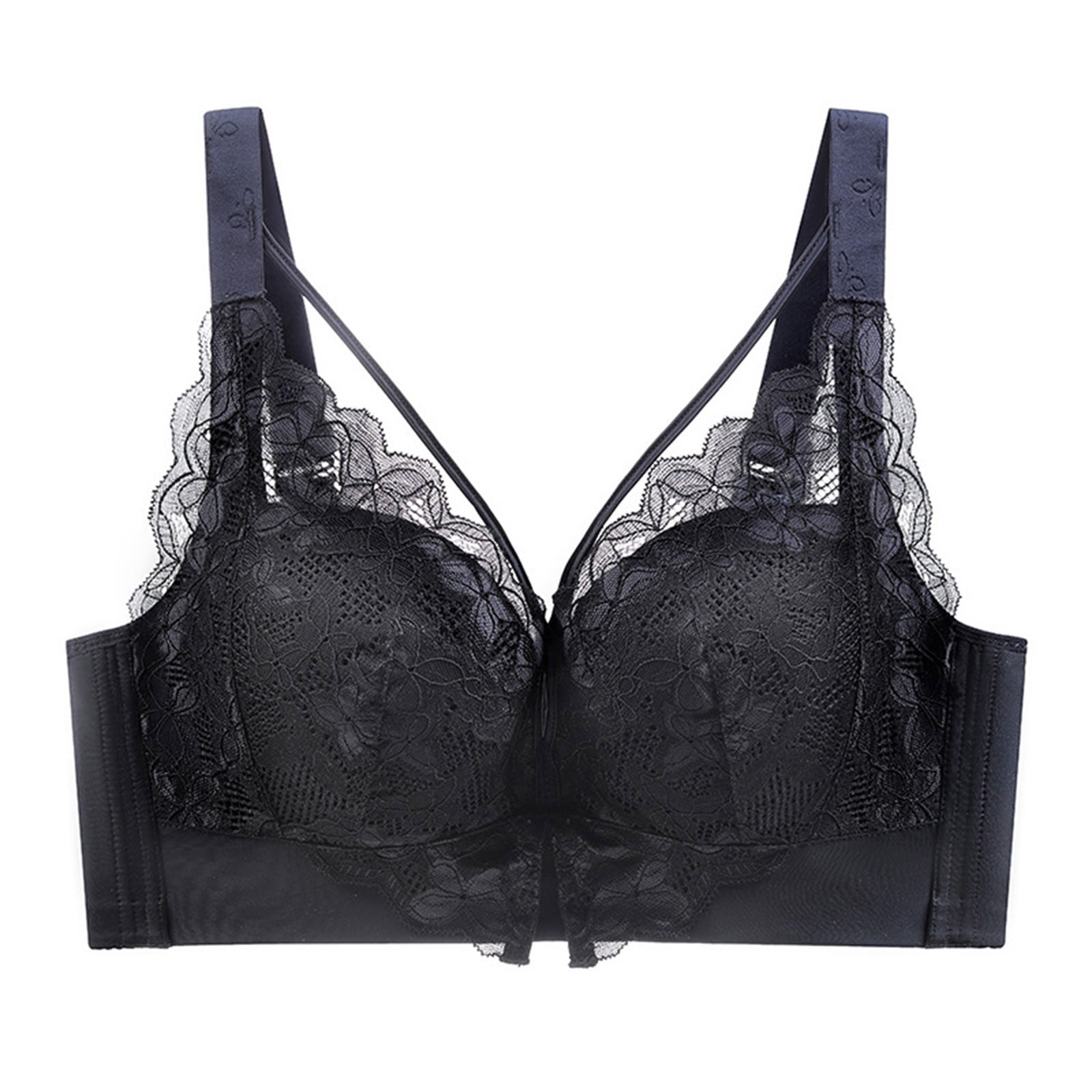 Fadeal Lace Push Up Bras For Women Non Ring Gathered Side Up Support Bra Lace Cotton Underwear Breathable Medium Thick Models Push Up Bra Yellow 36