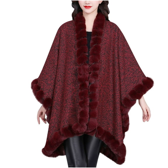 YYDGH Women's Poncho Cape Collar Knitted Cardigan Sweater Oversized Cloak Batwing Long Sleeve Shawl Wrap Warm Winter Coat