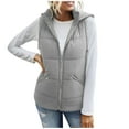 thumbnail image 1 of YYDGH Women's Puffer Vest Solid Color Zip Up Sleeveless Winter Coats Stand Collar Hooded Jacket Winter Warm Outerwear Padded Gilet with Zipper Pockets, 1 of 8