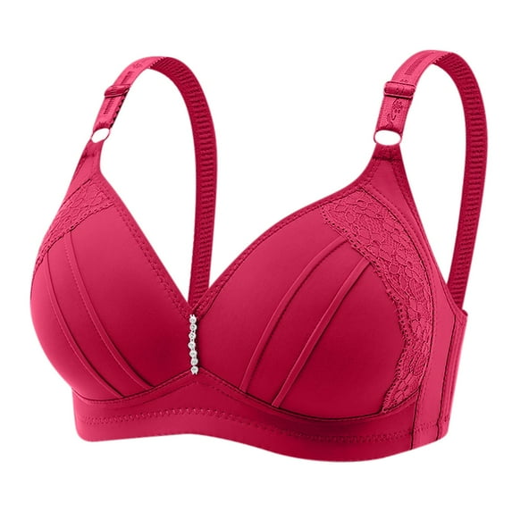 YYDGH Women's Push-up Bra Solid Color Lace Bras Underwear Comfortable Bralette Bras Red XXL