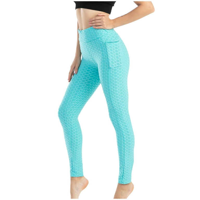 YYDGH Women's Scrunch Butt Leggings with Pockets Pleated High Waist Hip  Lifting Compression Leggings Workout Yoga Pants Mint Green S 