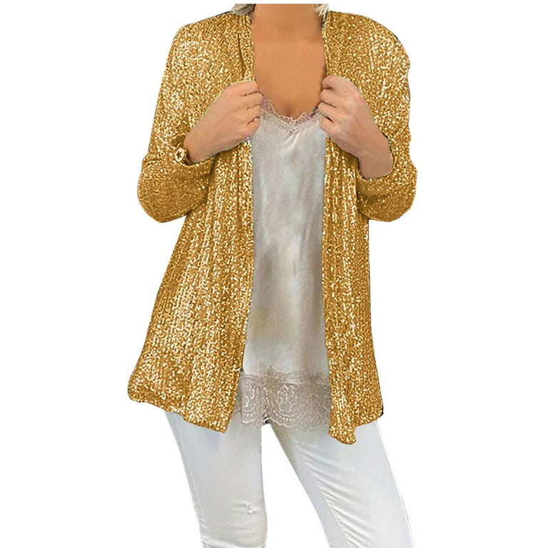 YYDGH Women's Sequin Cardigan Long Sleeve Open Front Jacket YYDGH Women's Sequin Cardigan Long Sleeve Open Front Jacket