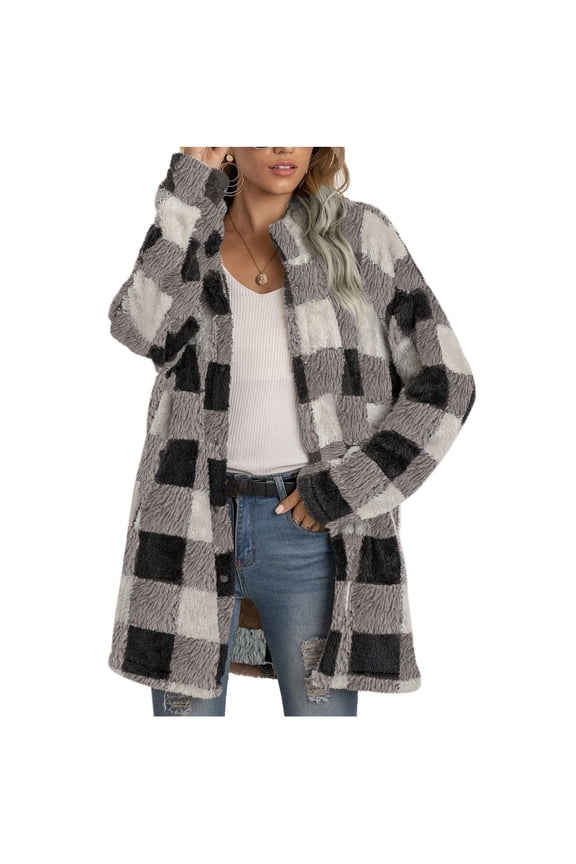 Women's Sherpa Jacket Fuzzy Fleece Winter Coats Shackets for Women Fashion Casual Warm Teddy Coat