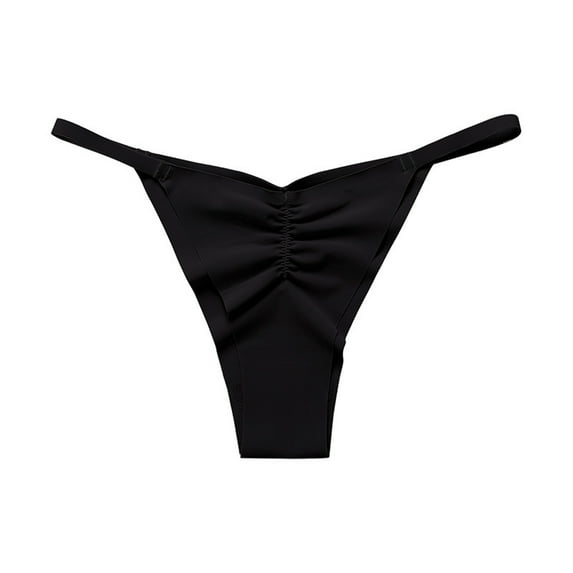 YYDGH Women's String Bikini Panties No Show High Cut Panties Low Rise Seamless Underwear for Ladies Black S