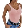 thumbnail image 1 of YYDGH Women's Summer Tank Top Sexy V Neck Sleeveless Cotton Ribbed Camisole Shirts Basic Casual Workout Tees Pink XS, 1 of 7