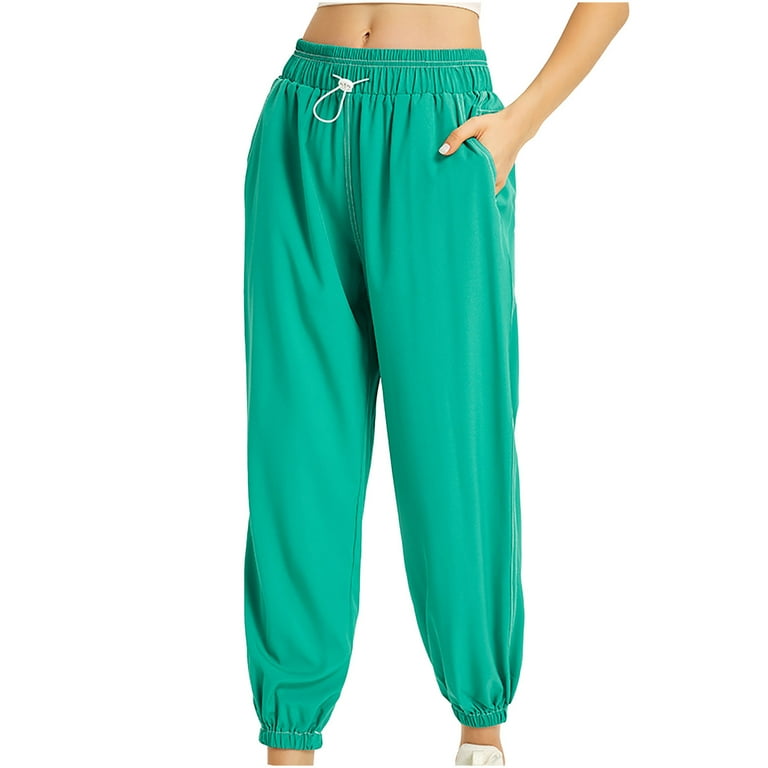 YYDGH Women s Sweatpants Drawstring High Waisted Soft Jogger Pants Athletic Bottom Lounge Sweat Pants with Pockets Green S