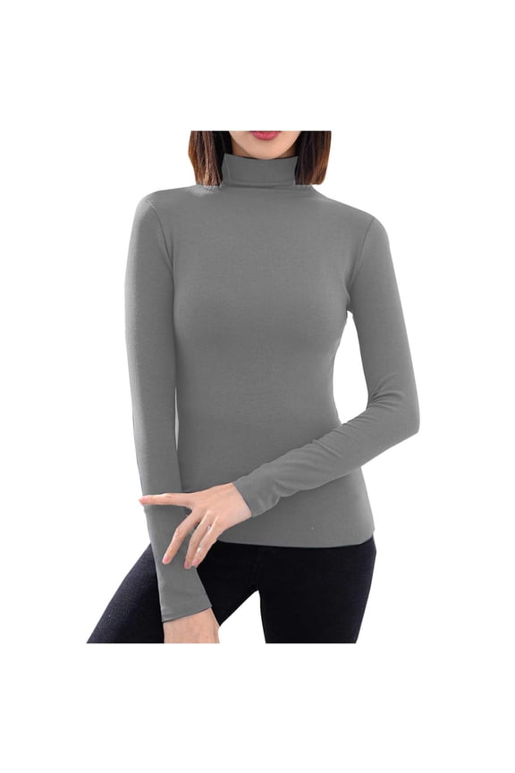 Women's Turtleneck Shirts Mock Neck Long Sleeve Slim Fit Tops Casual Lightweight Ribbed Knit Pullover Tops Blue XXL