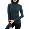 thumbnail image 1 of YYDGH Women's Turtleneck Shirts Mock Neck Long Sleeve Slim Fit Tops Casual Lightweight Ribbed Knit Pullover Tops Green M, 1 of 4