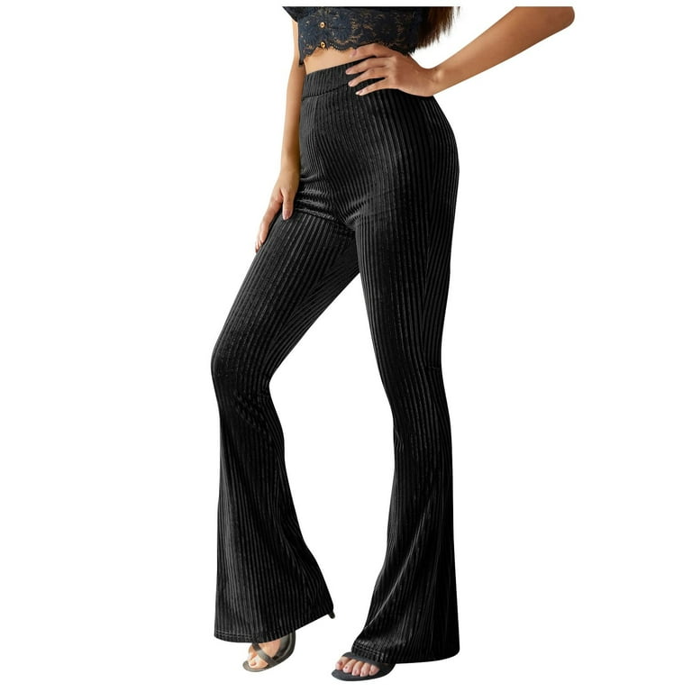 YYDGH Women's Velvet Pants High Waisted Flare Pants Solid Color
