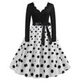 thumbnail image 1 of YYDGH Women's Vintage Audrey Hepburn Dress Polka Dots Long Sleeve Knee-Length Dress Cocktail Party Evening Dress White M, 1 of 9