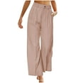 thumbnail image 1 of YYDGH Women's Wide Leg Pants Pleated High Waisted Button Down Straight Long Trousers Business Office Work Suit Pants Pink Pink, 1 of 7