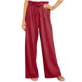 thumbnail image 1 of YYDGH Women's Wide Leg Pants with Pockets High Waist Adjustable Knot Loose Casual Trousers Business Work Casual Pants Wine Red XL, 1 of 4