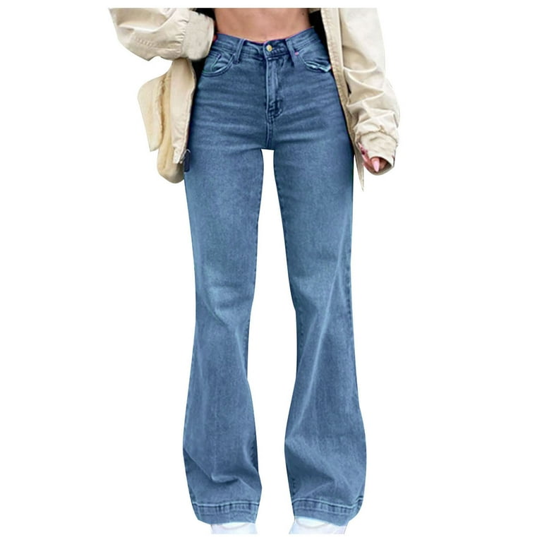 YYDGH Women's Y2K Bell Bottom Jeans Low Rise Wide Leg Vintage Cargo Jeans  Boyfriend Hippop Streetwear Baggy Denim Pants Light Blue S 