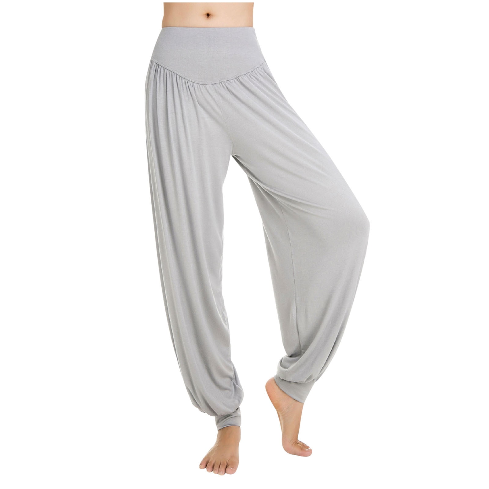 YYDGH Women's Yoga Harem Pants High Waisted Baggy Lounge Hippie Harem Pants  Flowy Comfy Loose Boho Joggers Plus Size Gray L 