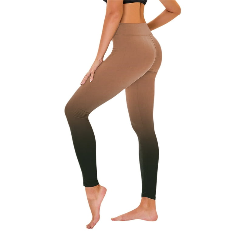 YYDGH Women s Yoga Pants Gradient Print High Waist Workout Leggings Color Block Stretch Butt Lifting Running Tights Gold L