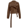 thumbnail image 1 of YYDGH Womens 2023 Winter Fall Blazer Jackets Zip Up Corduroy Crop Coats with Belt Coffee M, 1 of 7