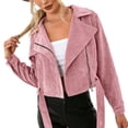 thumbnail image 1 of YYDGH Womens Winter Fall Blazer Jackets Zip Up Corduroy Crop Coats with Belt Pink XL, 1 of 7