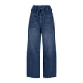 thumbnail image 1 of YYDGH Womens Barrel Jeans High Waisted Wide Leg Drawstring Denim Pants Y2K Baggy Loose Fit Trousers Jeans with Pockets, 1 of 9