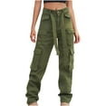 thumbnail image 1 of YYDGH Womens Cargo Pants with Belt Lightweight Quick Dry Outdoor Athletic Travel Hiking Pants Casual Loose Pockets Trousers Army Green Army Green, 1 of 7