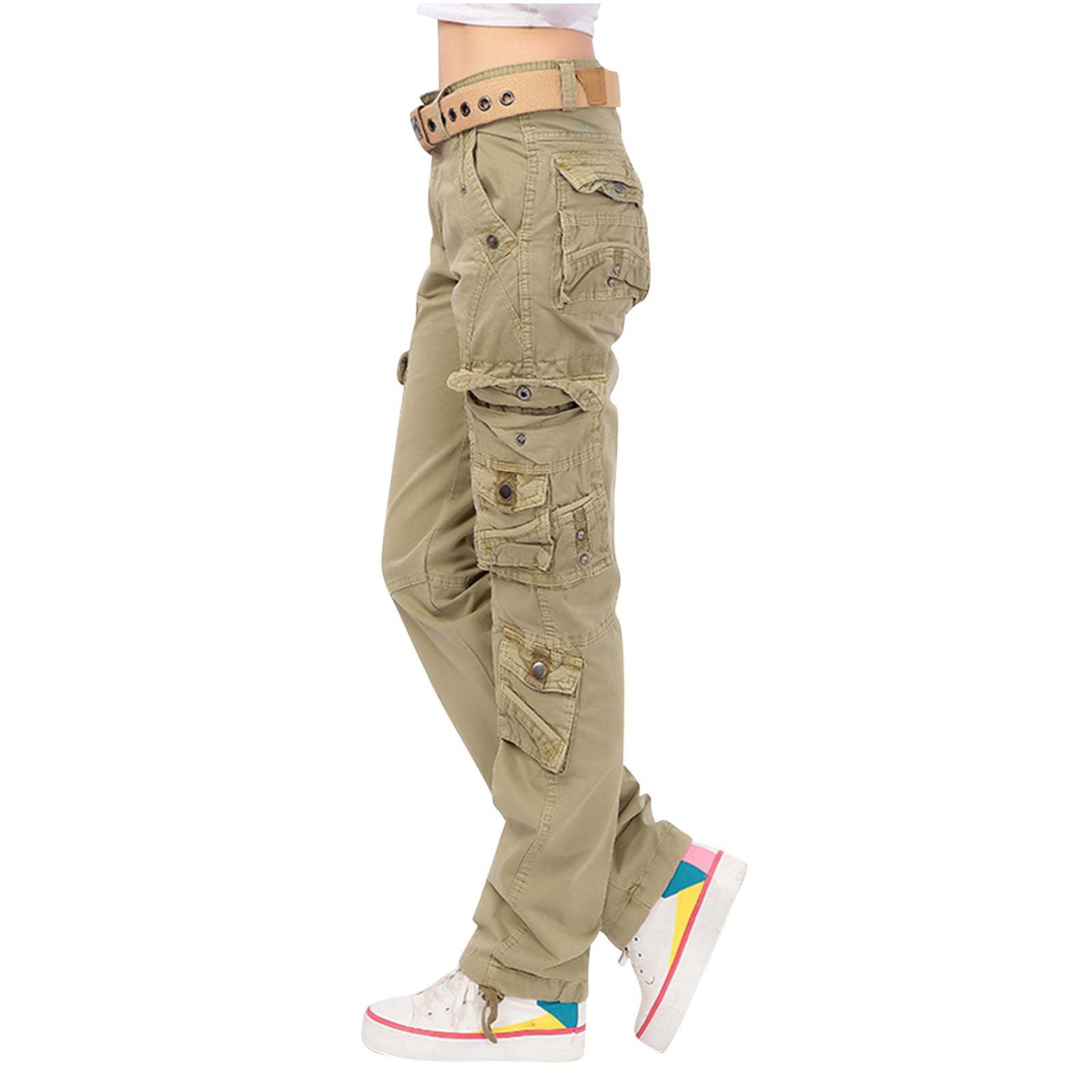 YYDGH Womens Cargo Pants with Pockets Outdoor Casual Ripstop Camo Tactical  Construction Work Pants Khaki Khaki